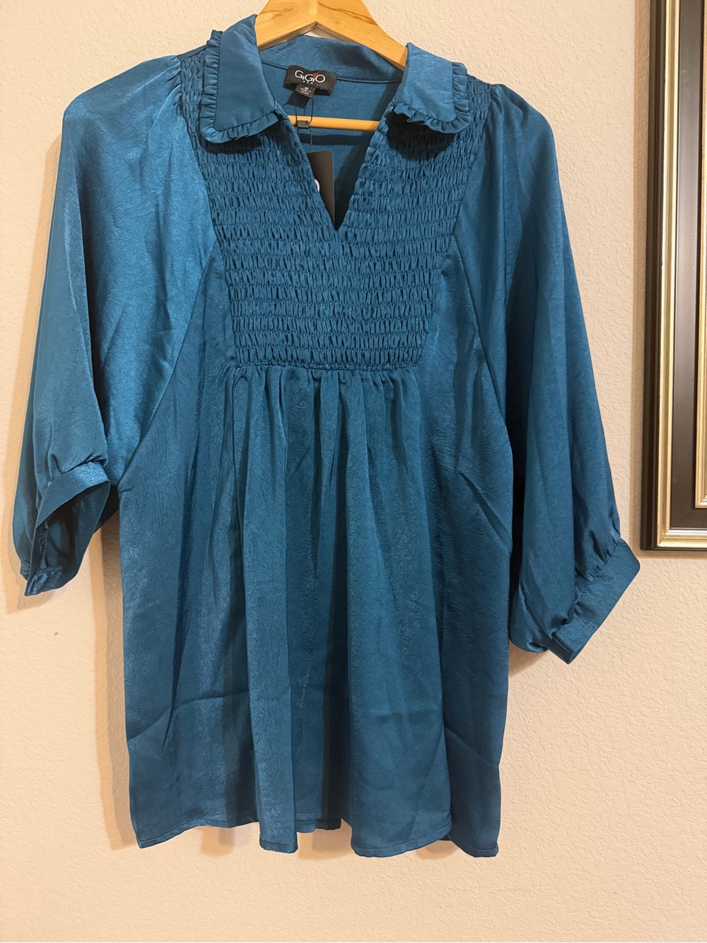GAP Teal Smocked V-Neck Tunic
